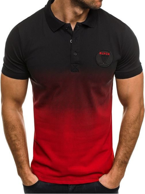 Elegantní černo-červená pánská polokošile OZONEE B/600