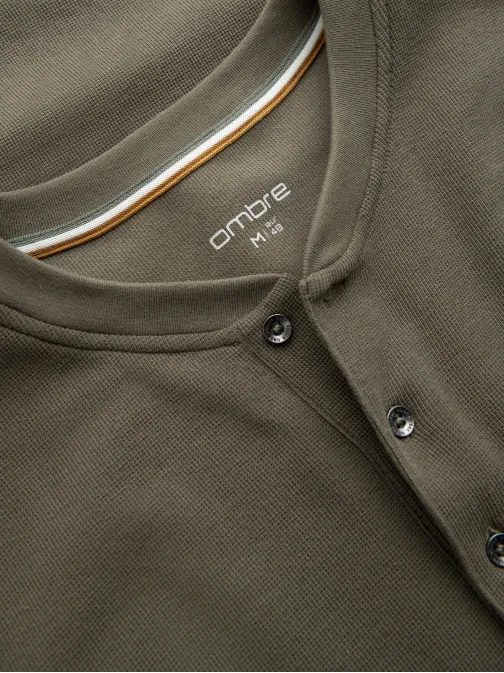 Olivové úpletové pánské triko V1 LSCL-0120