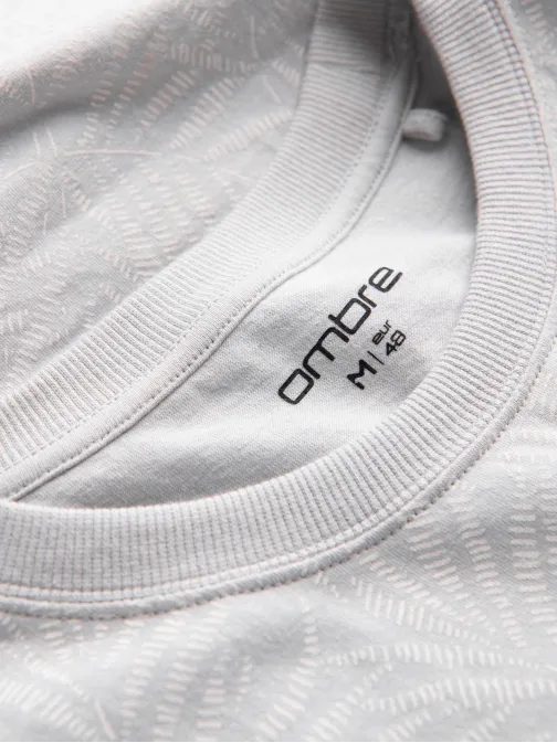 Šedé tričko potisk palmové listy V2 TSFP-0182