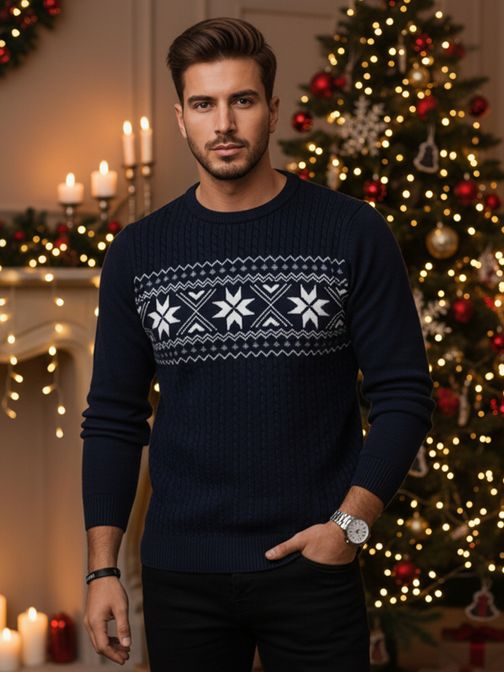 Módní granátový svetr s jedinečným vzorem