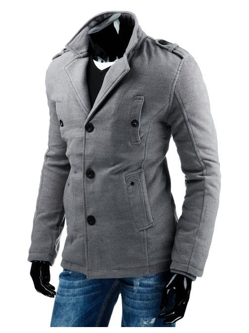 Krátký šedý kabát na zimu