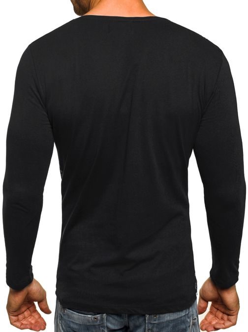 Stylové pánské moderní černé tričko s potiskem BREEZY 9108