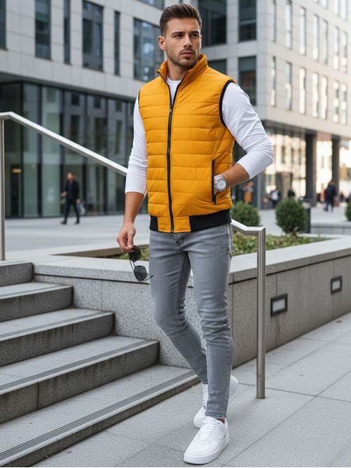 Tmavě žlutá stylová vesta bez kapuce