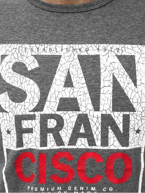 "TMAVĚ ŠEDÉ PÁNSKÉ TRIČKO ""SAN FRANCISCO""  JS/SS100608"