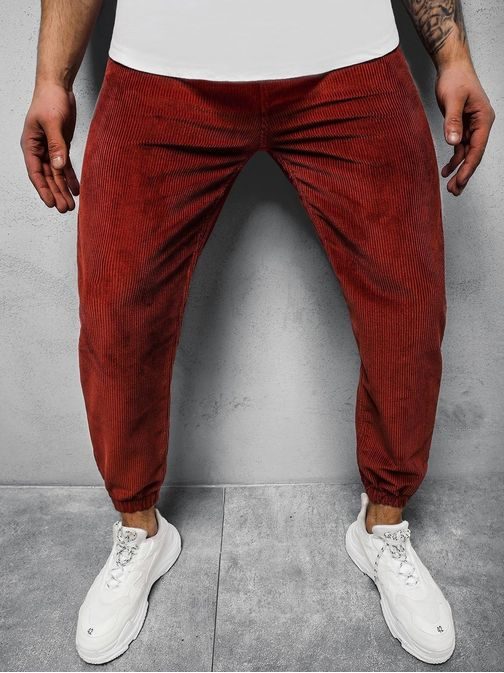 Originální manšestrové kalhoty v bordó barvě R/4083Z