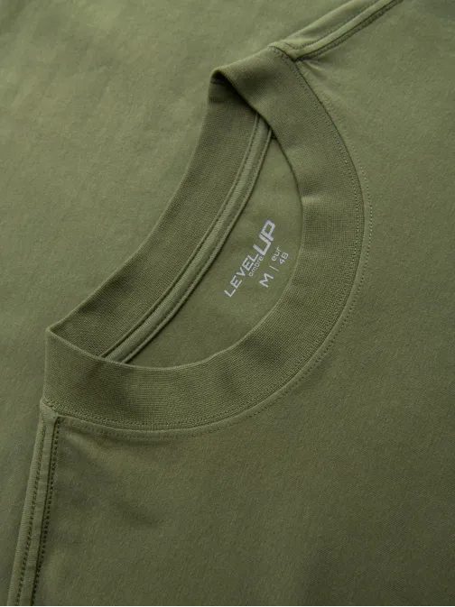 Olivové tričko volného střihu  V8  TSBC-0267