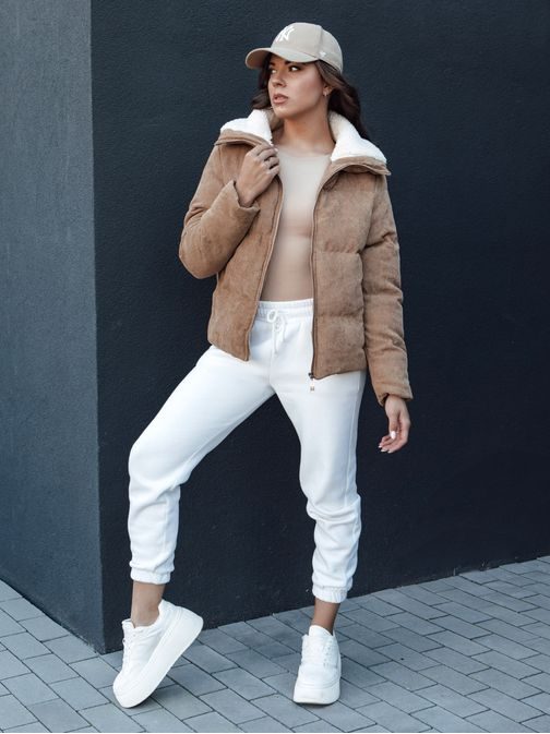 Dámská módní tmavě béžová zimní bunda Trendyglam