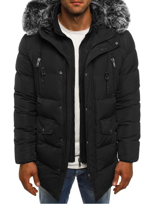 Černá pánská zimní bunda s kožešinkou J.BOYZ X1017K