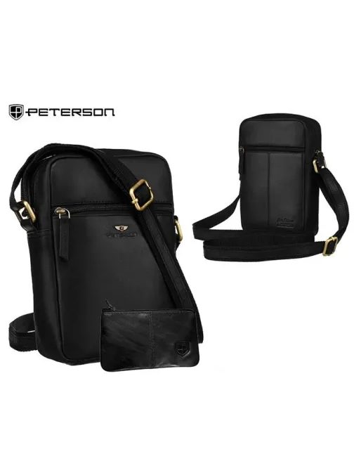 Módní pánská černá kožená taška