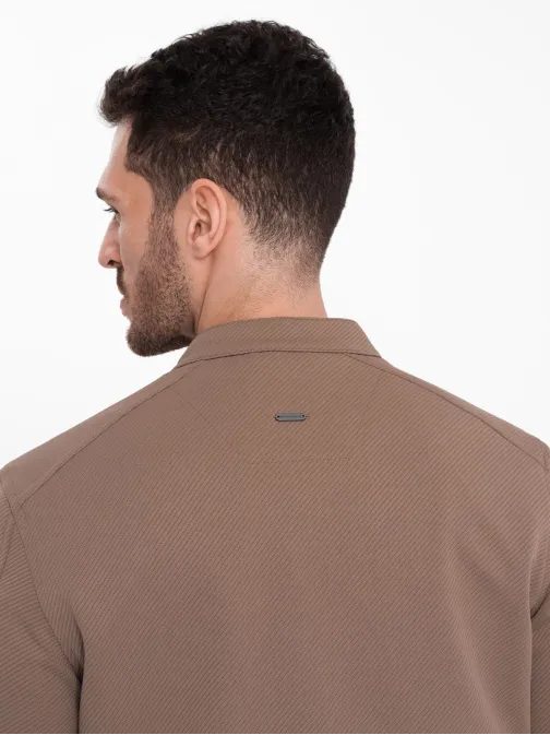 Trendy přechodná světle hnědá bunda V4 OM-JANP-0138