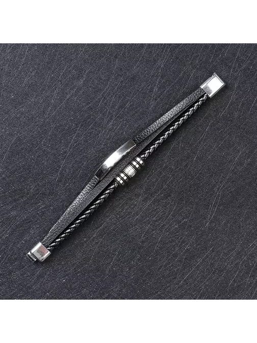 Černý náramek s kovovými ozdobami