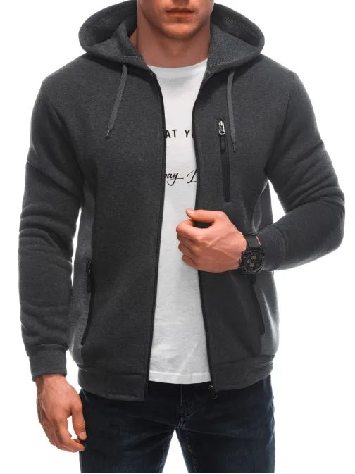 Stylová grafitová mikina s kapucí B1636