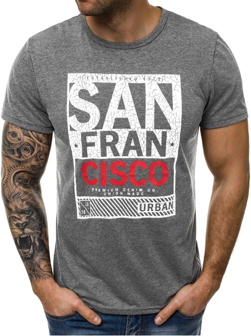 "TMAVĚ ŠEDÉ PÁNSKÉ TRIČKO ""SAN FRANCISCO""  JS/SS100608"