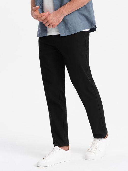 Pánské černé chinos kalhoty slim fit V4 PACP-0186