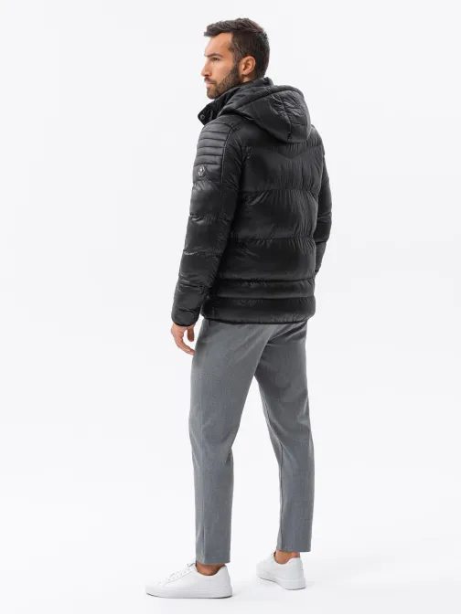 Prošívaná zimní bunda v černé barvě V1 22FW-010