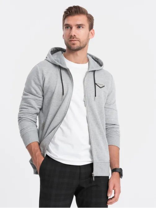 Moderní šedá pánská mikina na zip V2 SSZP-22SS-010