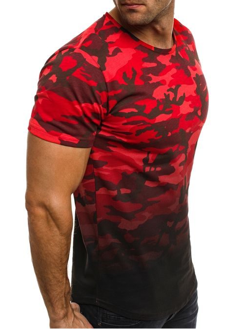 Atraktivní pánské červené tričko s maskáčovým vzorem BREEZY 525BT