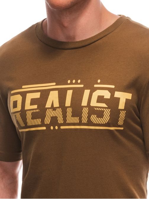 Hnědé tričko s nápisem Realist S1928