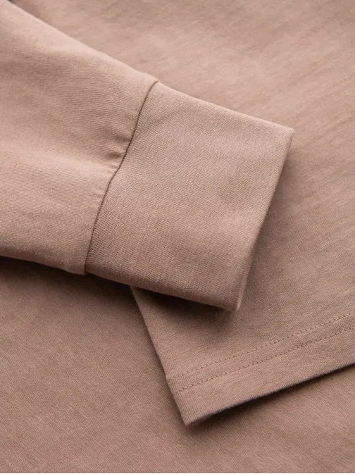 Moderní hnědé tričko s dlouhým rukávem a s logem V6 LSCL-0128