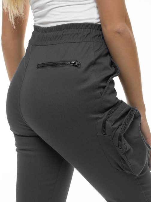 Trendové grafitové dámské jogger kalhoty O/802
