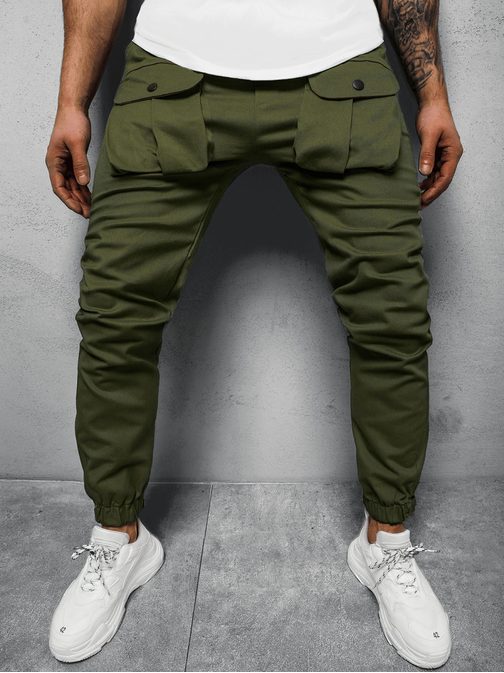 Stylové khaki jogger kalhoty G/11144