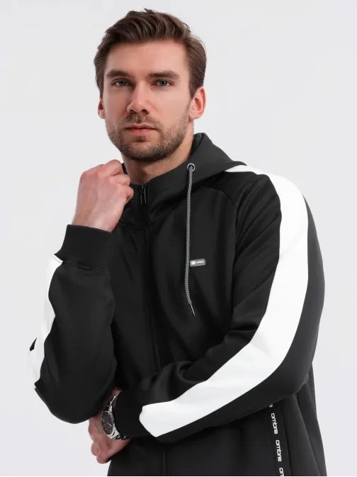 Nadčasová černá mikina s kapucí V1 EM-SSBZ-0210