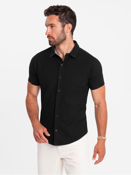 Trendy černá košile V4 SHSS-0100