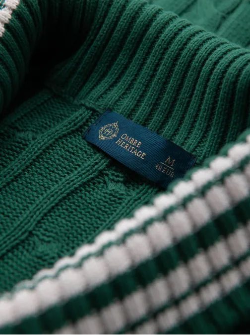 Pánský pletený svetr zelený v1 om-swcd-0151