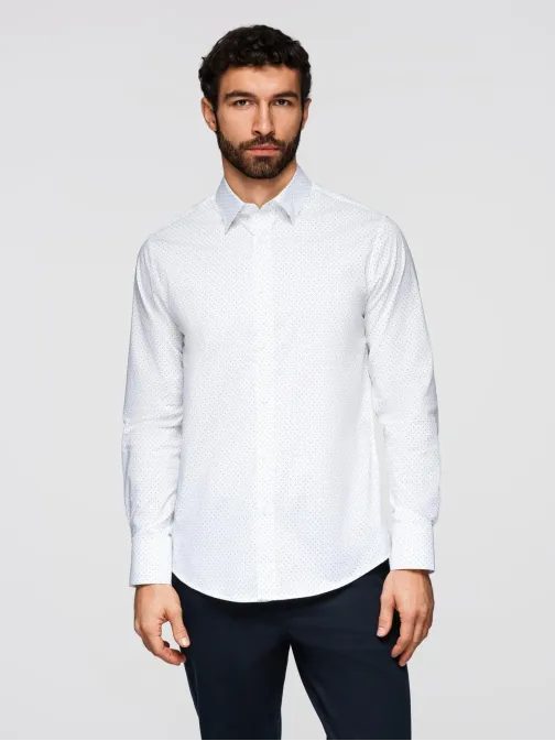 Bílá pánská košile s drobným vzorem V1 K698