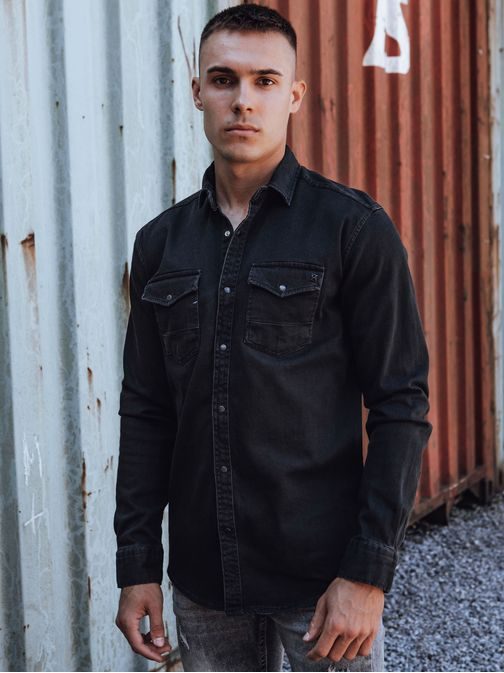 Atraktivní černá džínová košile