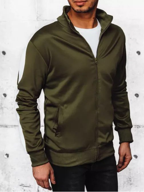 Pánská zelená mikina s pruhy na ramenou