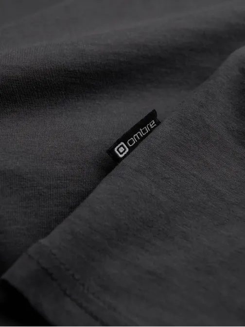 Jednoduché bavlněné tričko s dlouhým rukávem graphite v6 om-lsbl-0106