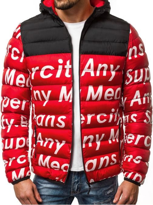 Zimní prošívaná pánská bunda červená  JS/SM36