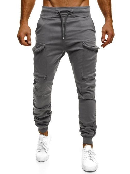 Šedé trendy jogger kalhoty ATHLETIC 475