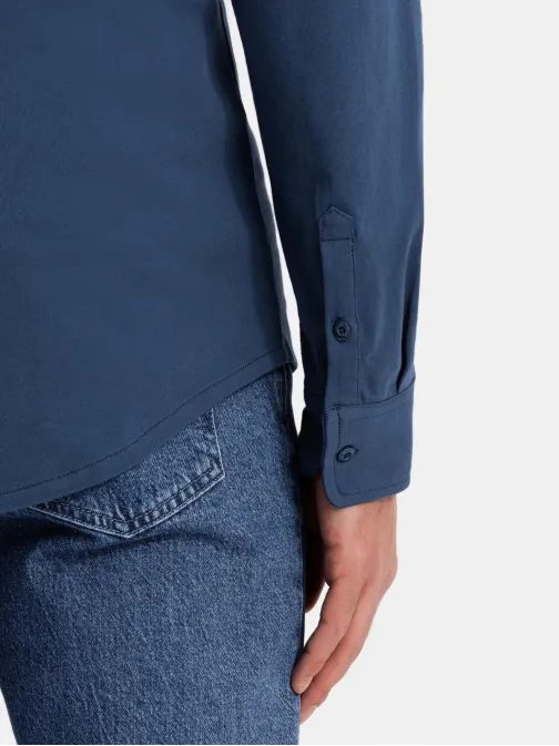 Módní modrá košile s nášivkou V1 SHCS-0138