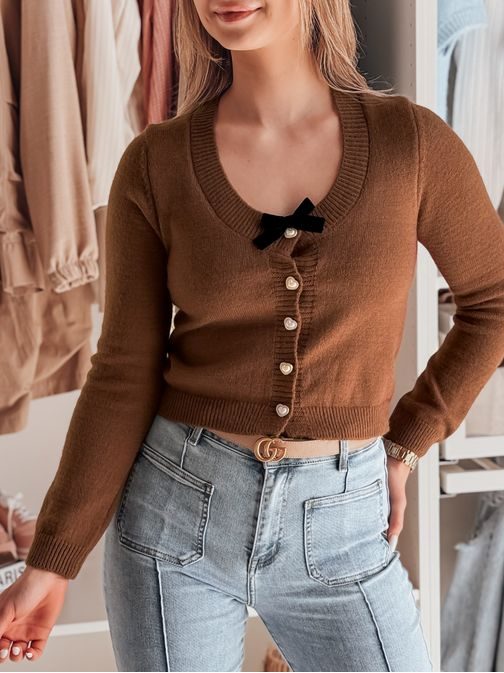 Krásný dámský svetr v hnědé barvě LAMURE