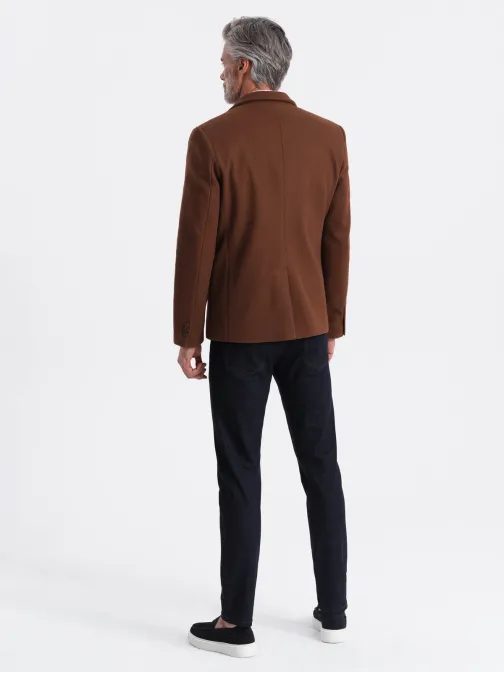 Trendy tmavě hnědé pánské sako V1 BLZB-0118