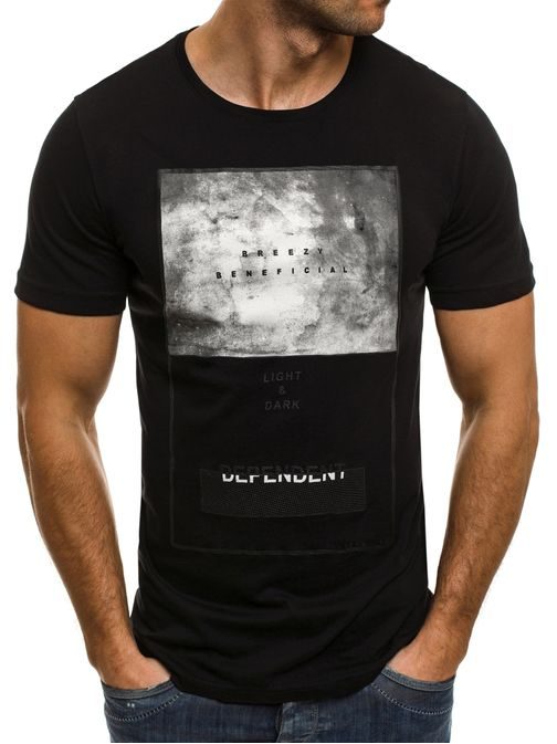 Výrazné černé moderní pánské tričko BREEZY 294