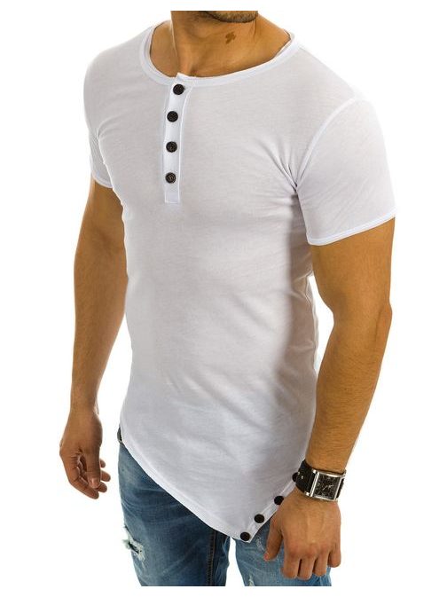 Moderní asymetrické pánské bílé tričko