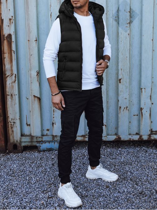 Jedinečná černá vesta s kapucí