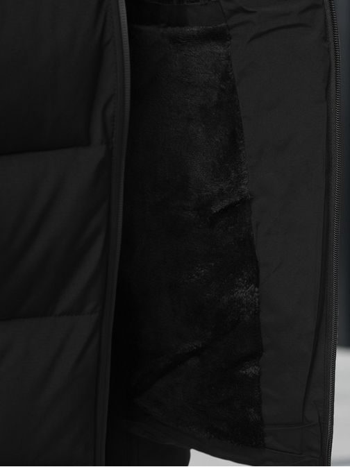 Trendy černá bunda na zimu s kapucí