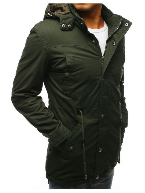 Zelená atraktivní pánská bunda s kapucí