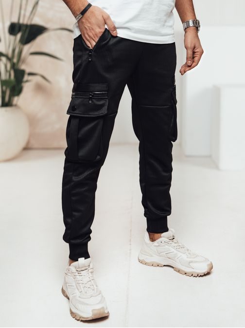 Trendy černé kapsáčové jogger kalhoty