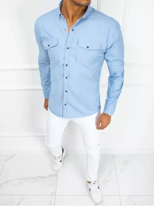 Džínová košile v nebesky modré barvě