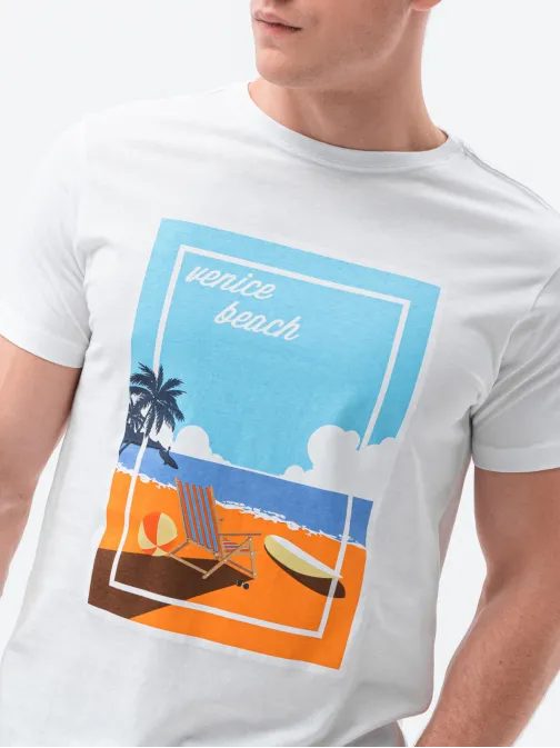 Bílé tričko s letním potiskem Venice S1434 V-3A