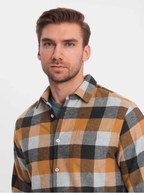 Originální flanelová károvaná žluto černá košile V2 SHCS-0150