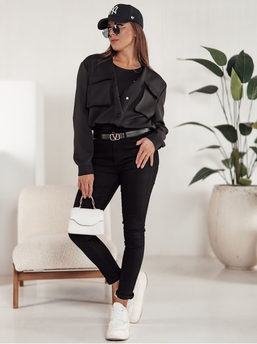 Módní dámské džíny v černé barvě Blackin