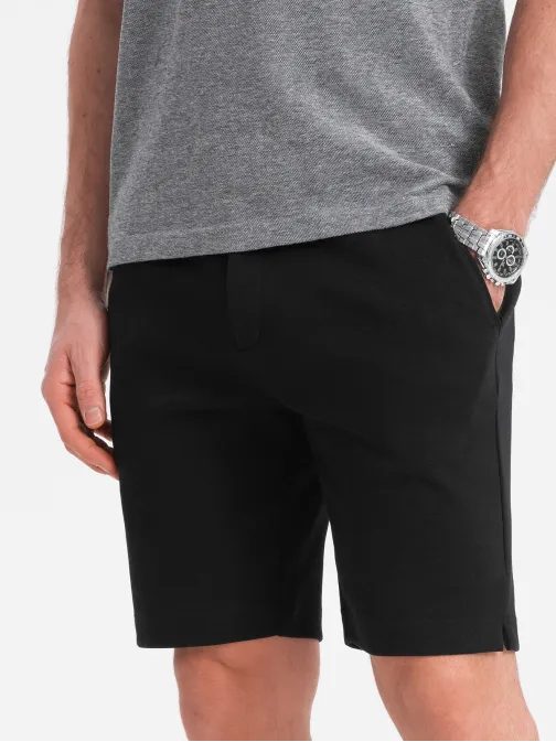 Černé kraťasy ze strukturovaného úpletu V2 SRCS-0126