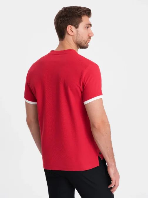 Pohodlná trendy červená polokošile V2 TSCT-0156