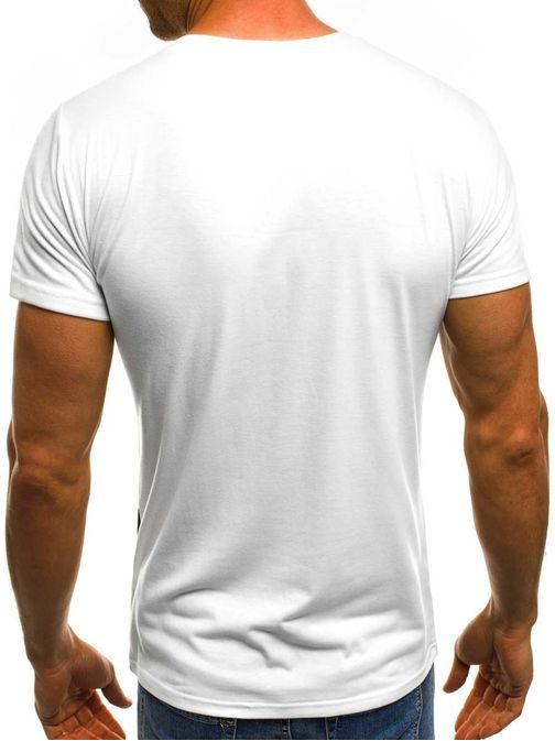 Bílé pánské tričko s maskáčovým potiskem JS/5020